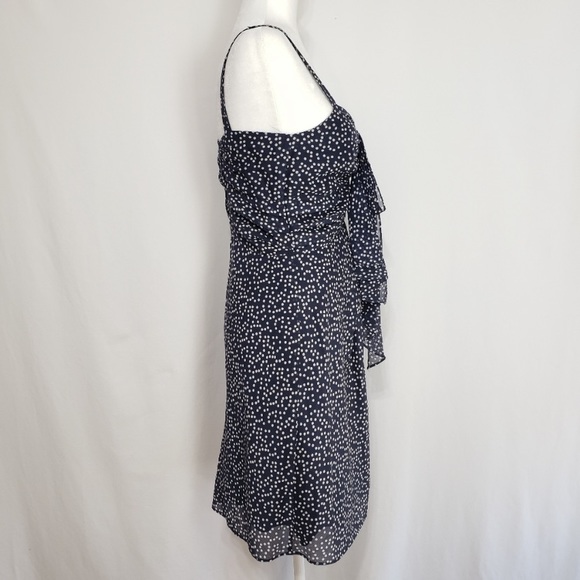 NWT- J Crew Swirling dot Navy Ruffle Dress - Picture 6 of 8